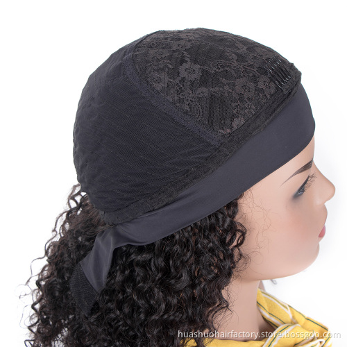 Huashuo Full Machine Made Jerry Curky Headband Human Hair Wig For Black  Women